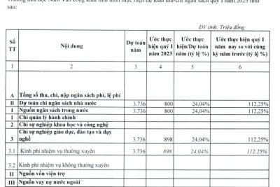 Quyết định công khai tình hình thực hiện dự toán ngân sách nhà nước Quý I năm 2023 của Trường tiểu học Nam Vân